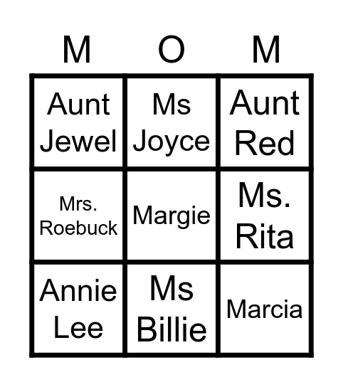 Mother's Day Bingo Card