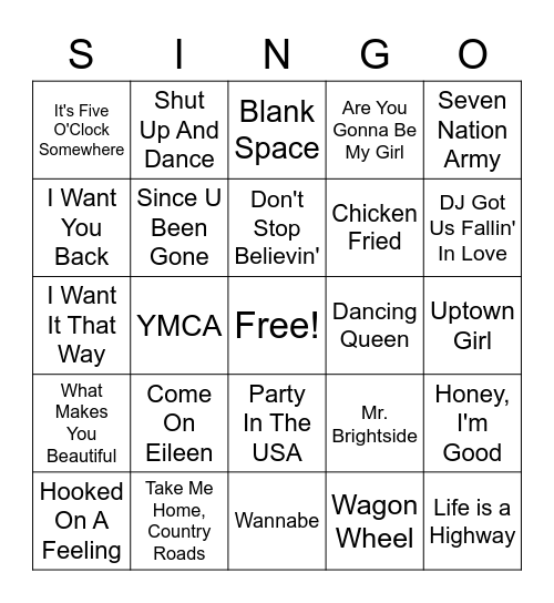 Singo 2022 Bingo Card