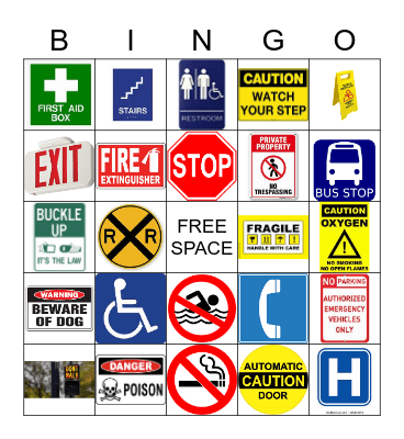 SAFETY SIGNS & SYMBOLS Bingo Card