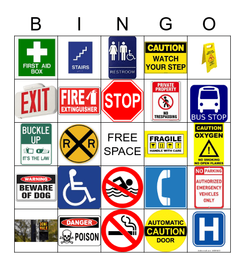SAFETY SIGNS & SYMBOLS Bingo Card