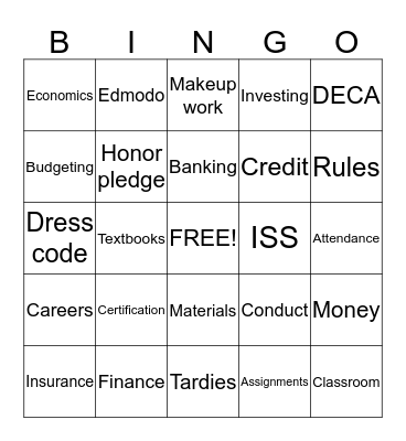 Finance Expectations BINGO Card