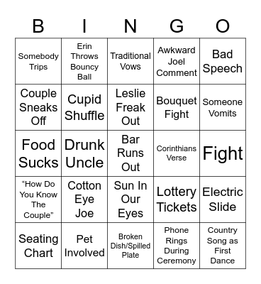 Sofie Wedding Bingo Card