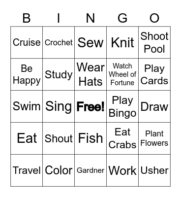 I Love To Bingo Card