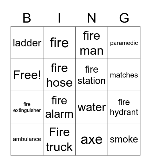 Fire Unit Bingo Card