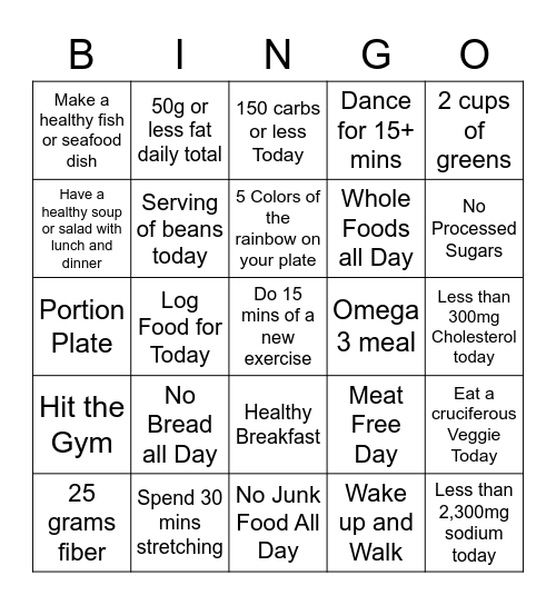 Food Challenge 5/9-13 Bingo Card