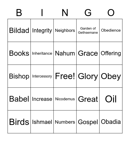 SAME LETTER Bingo Card