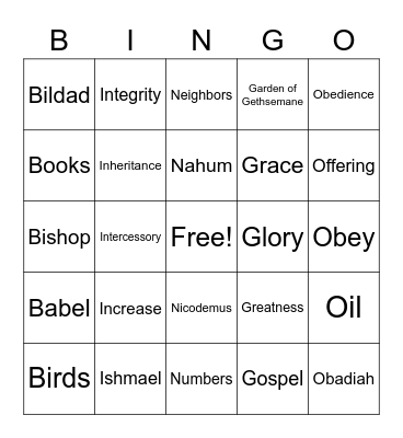 SAME LETTER Bingo Card