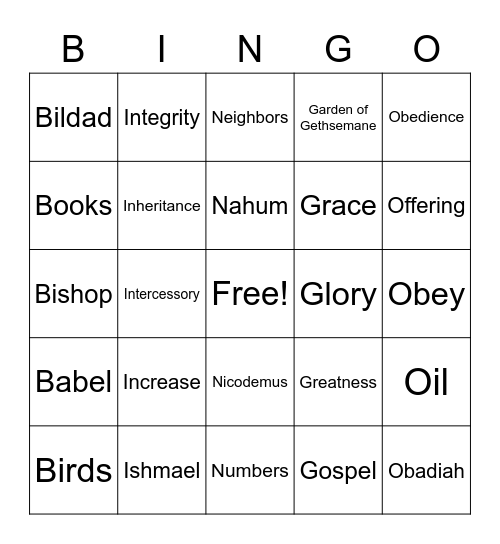 SAME LETTER Bingo Card