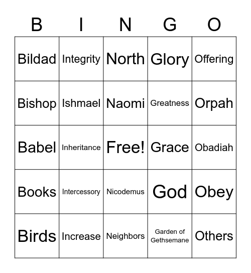 SAME LETTER Bingo Card