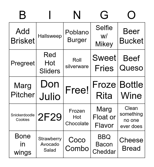 Server Game Bingo Card