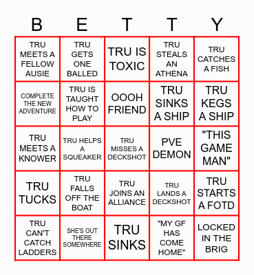 OPEN CREW BINGO! Bingo Card