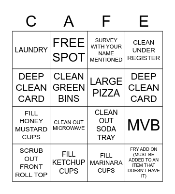 KITCHEN Bingo Card
