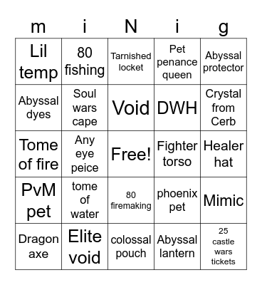 OSRS Bingo Card