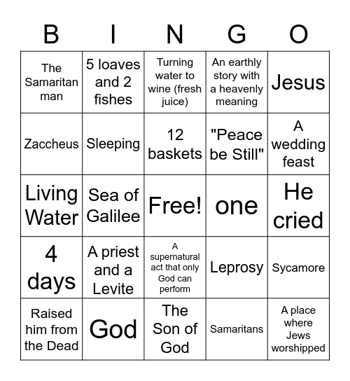 JESUS Bingo Card
