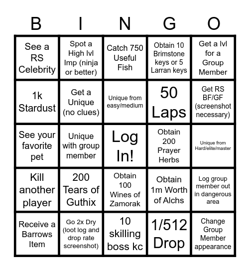 Pizza Gang Bingo Card