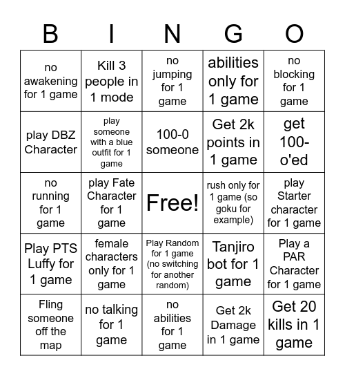 Untitled Bingo Card