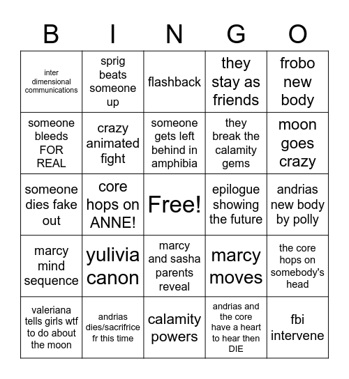 amphibia bingo 3 Bingo Card