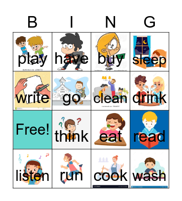 Verbs Bingo Card