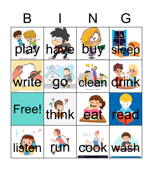 Verbs Bingo Card