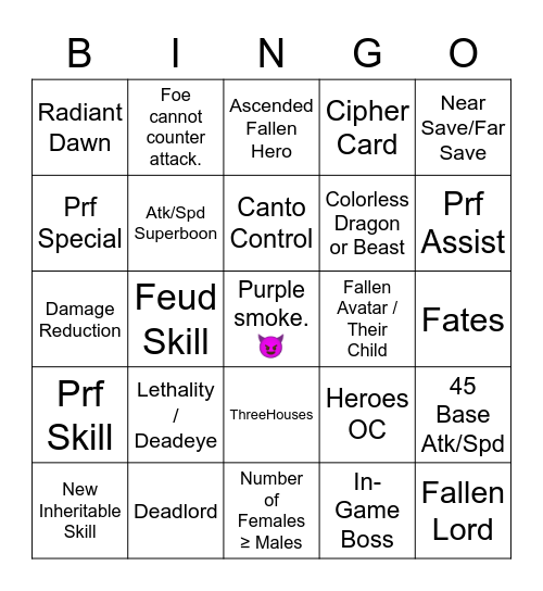 Fallen Heroes Bingo Card