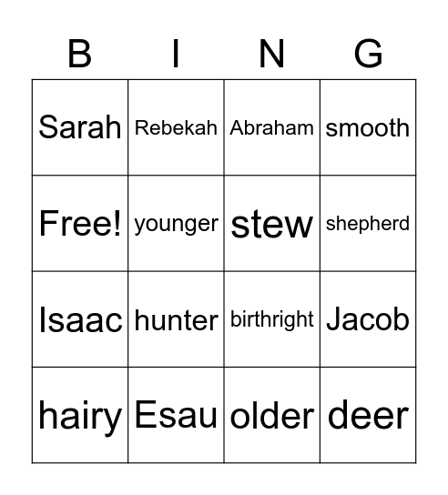 Twins - Esau & Jacob Bingo Card