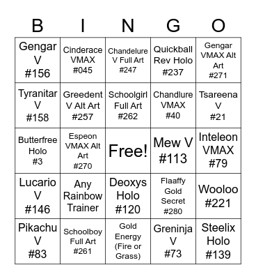 Fusion Strike Bingo! Bingo Card