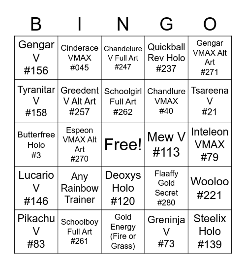 Fusion Strike Bingo! Bingo Card