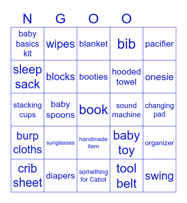 Brooke's Baby Shower Bingo Card