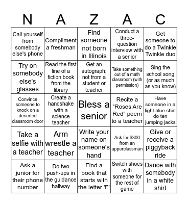Nazareth Bingo Card