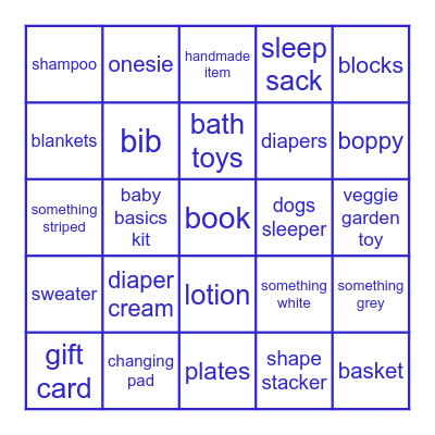 Brooke's Baby Shower Bingo Card