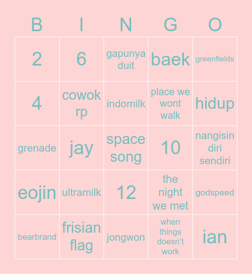 mï Bingo Card