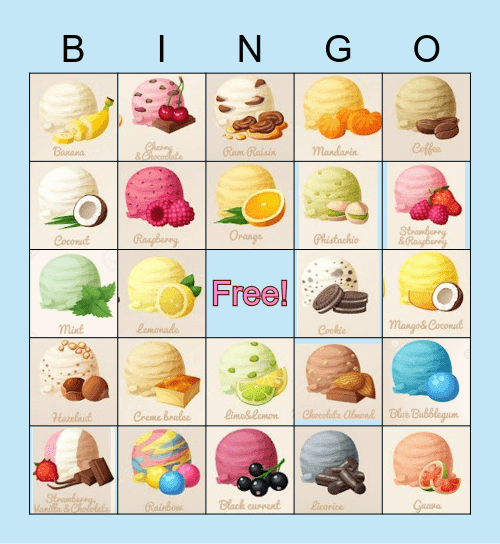 💕🍧🤗 ice cream bingo  🤗🍧💕 Bingo Card