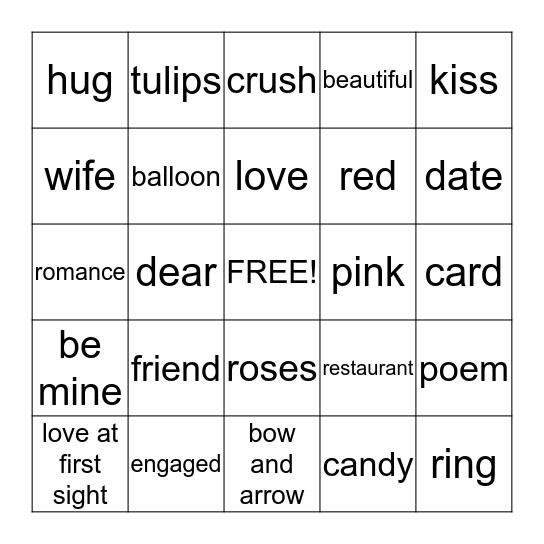 Valentine's Day Bingo Card