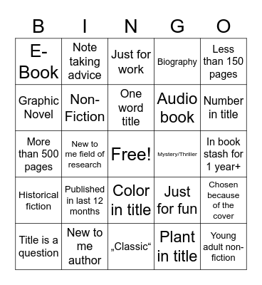 Book Bingo for Huetchenstrickt Bingo Card