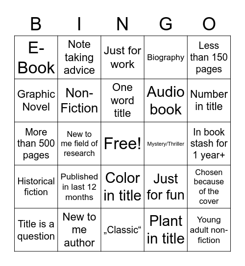 Book Bingo for Huetchenstrickt Bingo Card