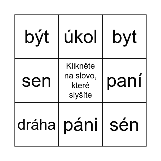 Výslovnost-1 [délka ] Bingo Card