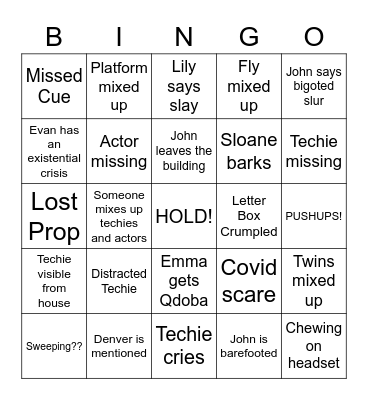 Stage Right Bingo Card
