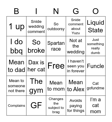 ;) Bingo Card