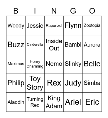 Disney Bingo Card