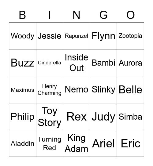 Disney Bingo Card