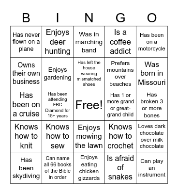 Get to know YOU Bingo! Bingo Card
