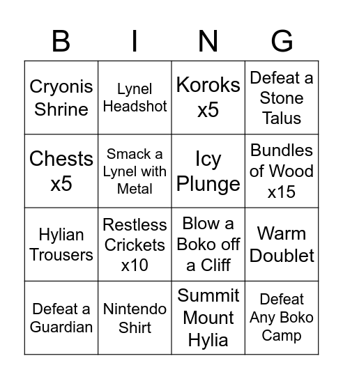 Untitled Bingo Card