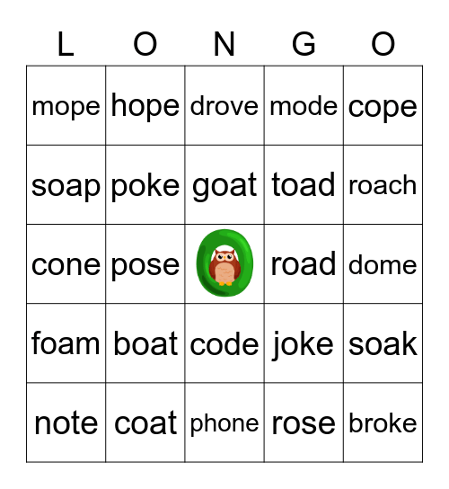 Long O Review Bingo Card