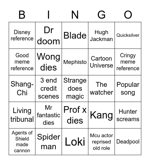 Untitled Bingo Card