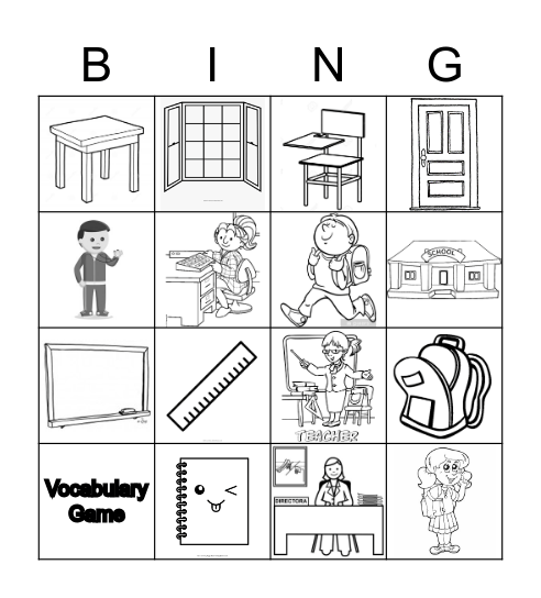 Vocabulary Game Bingo Card