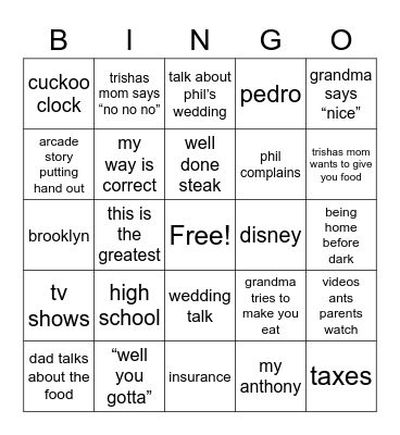 Boomer Bingo Card