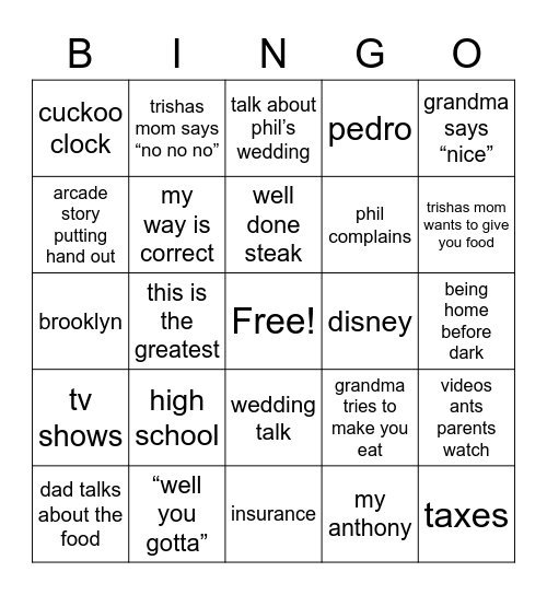 Boomer Bingo Card