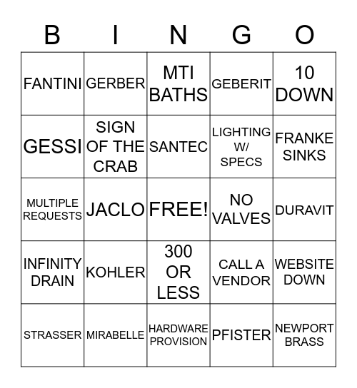 ProVisions Customer Service Week Bingo Card