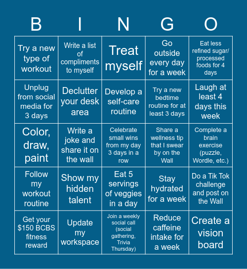 Hawk-Wellness Bingo Card