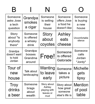 Grandparents House Bingo Card